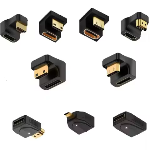 360 Degree U-shaped Mini HDMI Gender Adapter 180 Micro HDMI Male To HDMI Female Angled L Converter H