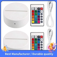 【NEW】2 Pack 3D Night LED Light Lamp Base + Remote Control + USB Cable, 16 Colors Light Show Display 