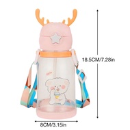 600ml Deer Ear Water Bottle With Straw