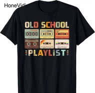 HONEVIDIC Cassette Tape Music 80S Retro Old School Playlist T-Shirt Summer Casual Tshirt Fashion Fit