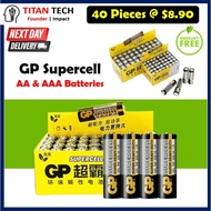 (SG LOWEST) GP SuperCell 1.5V AA AAA Carbon Battery - 40 Pieces $8.90 Mercury Free Batteries Equipme