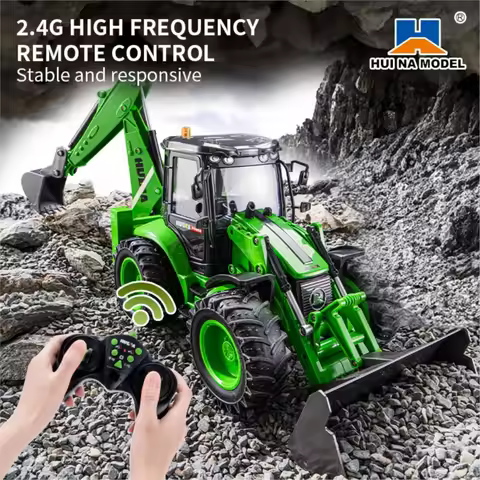 HUINA 1/14 1579 Remote Control Backhoe Excavator 2.4G 9CH RC Loader Model Toys for Enthusiasts