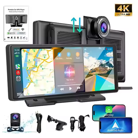 4K Car Mirror Video Player Wireless Carplay Screen HD Rear Reversing Camera Car Radio Monitor Multim