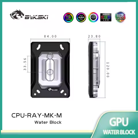 BYKSKI CPU Block for AM3 / AM4 / Ryzen 3/5/7 3600 /3000 ThreadPipper Water Cooler A-RGB Light Radiat