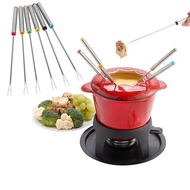 6pcs/Set Stainless Steel Fondue Forks Fondue Pot Forks Kitchen Tool Tableware - Perfect For Cheese Meat Chocolate Dessert