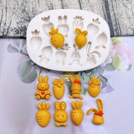 Easter Rabbit Radish Silicone Sugarcraft Mold Resin Tools Cupcake Baking Mould Fondant Cake Decorating Tools
