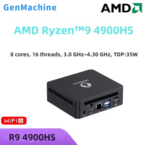 GenMachine AMD Ryzen9 4900HS 3.0 GHz~4.30 GHz TDP 35W Win11 Ryzen MINI PC DDR4 WIFI6(2.4GBPS) RTL885