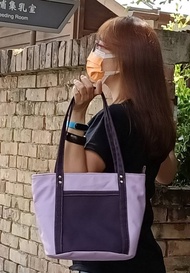 撞色系列帆布包  手提包  帆布包  水桶包       淺紫