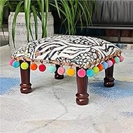 bandezid Bohemia Ottoman Ottoman,Sofa Square Footstool,Fabric Low Stool Ottomans Bench With 4 Wood L