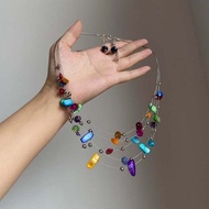 Dopamine Color Multi-Layer Diary Necklace 2025 Unique Sweet Cool Style Niche Design Beaded Clavicle 