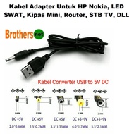 Kabel Adapter Converter USB to 5V DC Jack Cas Charger HP Nokia SWAT LED PSP Kipas Mini Modem STB TV