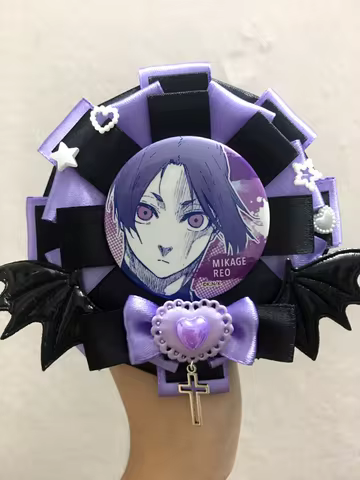 Devil Style badge holder，luxury Ribbon Rosette，quadratic element women Decoration，Badge Rosette Ita 