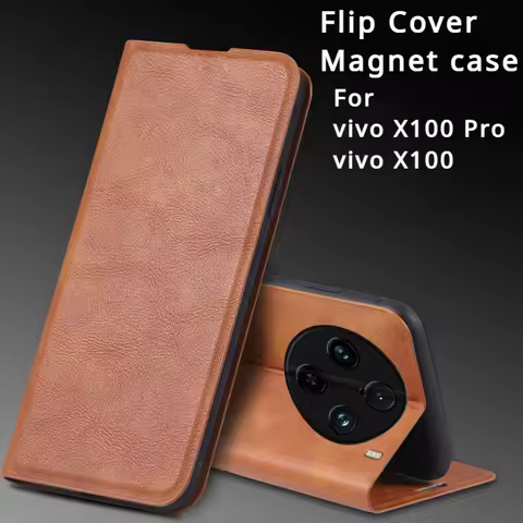 For vivo X100 Pro X100Pro Luxury Leather Case Retro Skin BOOK Flip Magnet Card Holder Stand Cover Fu