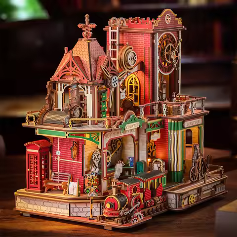 DIY 3D Wooden Joey's Time Post Office Cottage Miniature Model Kits Assembly Jigsaw Puzzles for Frien