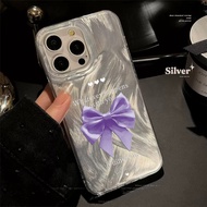 UNGU Purple Bow Casing hp For OPPO A5 PRO A3X A3 PRO A3S A12E A5 A38 A18 A31 A8 A17 A17K A16 A16S A1