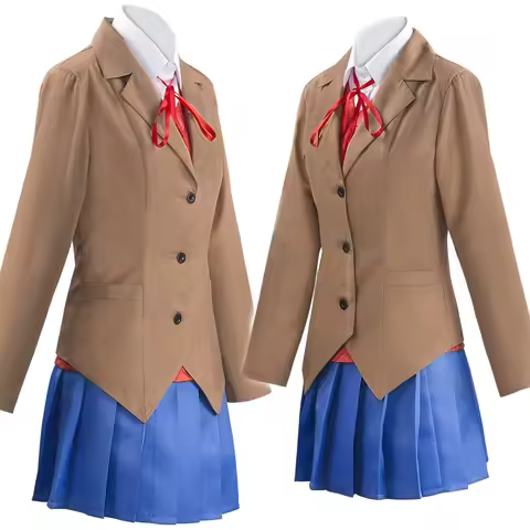 Anime Monika Cosplay Costume Doki Doki Literature Club Sayori Yuri Natsuki Cosplay Costume School Wo