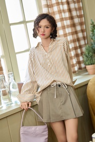 Áo sơ mi form raglan vải đũi sọc freesize Peach Blouse - 𝒖.𝒇𝒐𝒖𝒏𝒅
