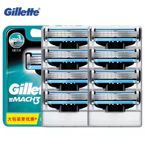 Gillette Mach3 Razor Refills for Men 4/8 Razor Blade Refills with lubrastrip 3 Layres Blades Fast Cu