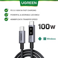 UGREEN Fast Charger Data Cable USB C to Type C with Cute Screen 5A 100W PD Braided Cable For Type C 