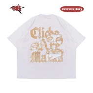 Round - Tshirt Boxy Cliche White Unisex Cotton Combed