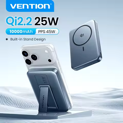 Vention Qi2.2 25W Power Bank 10000mAh 45W For Magnetic Wireless Portable Charger Battery for iPhone 