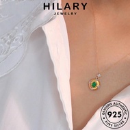 HILARY JEWELRY Accessories Silver Rantai 925 Korean Necklace Pendant Original Creative Circle Perempuan Chain Sterling Leher Women For Perak Emerald 純銀項鏈 N1108