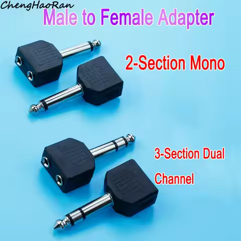 1/2 pcs 2Pole Mono/3pole dual channel Plug Jack Adapter 6.35 Male to Double 3.5 Female stereo Headph