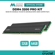 CRUCIAL PRO 32GB KIT (16GBX2) / 64GB KIT (32GBX2) DDR4-3200 UDIMM DESKTOP PC MEMORY RAM - CP2K16G4DF