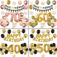 40th 50th 60th 70th Milestone Birthday Balloon Set Number Foil Balloon Adult Senior Bday Decorations