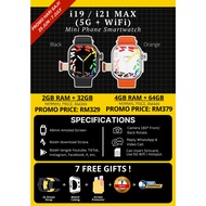 SMARTWATCH i19 MAX / i21 MAX(5G + WiFi) 49MM with COMPASS  //PAYDAY  SALE //  7 FREE GIFT(GAMES , VI