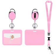 Colorful Lanyard Neck Strap Retractable Buckle ID Holder Employee Badge Card Holder Bus Pass Holder 