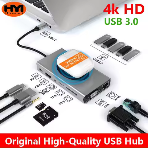 Usb Hub 3.0 Docking Station Usb 3.0 Splitter Several Ports Type C Extensor Usb Dock Concentrator 4K 