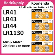 [20pcs] Koonenda LR41 LR43 LR44 LR1130 Alkaline Button Battery 1.5V