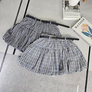 RUDA.010 Plaid Balloon Skirt With Lining And Belt Included