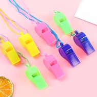 Simple Solid Color Plastic Whistle with Lanyard Student Sport Game Colorful Referee Whistle