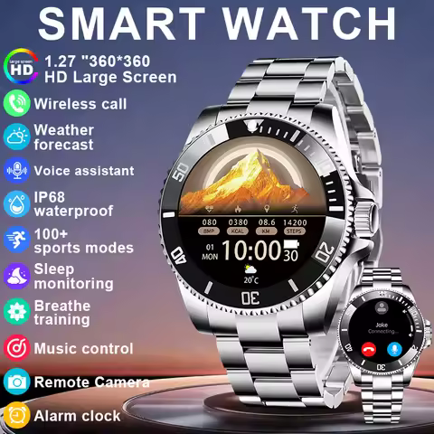 LIGE New Luxury Steel Men's Smart Watch Voice Assistant Sleep Health Monitoring Bluetooth Call Smart