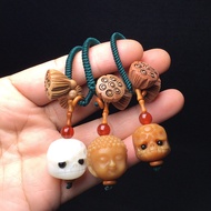 [Ready Stock] Peach Wood Lotus Pod White Bodhi Root Carving Big Dumb Keychain Pendant Weathered Bodh