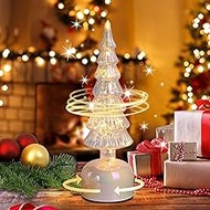 Glass Christmas Trees for Tabletop, Rotating Mercury Glass Christmas Tree Decoration, Sparkling Smal