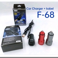 Saver Plugin Cas Mobil Car Charger Fleco F-68 Domination Metal 4.8A 2 USB Plus Kabel micro Fleco F68