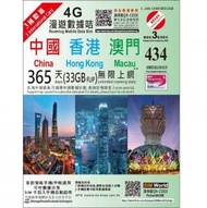 3HK 中國 大陸 內地 香港 澳門 365天 | 365日 4G LTE 極速無限數據上網卡 | 年卡 | 國際萬能卡 (33GB FUP)