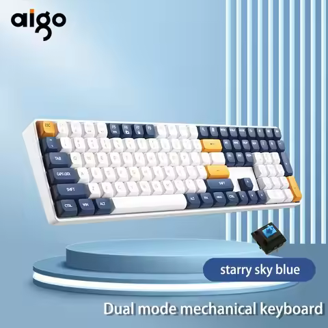 Aigo A108 Gaming Mechanical Keyboard 2.4G Wireless USB Type-c Wired Yellow Switch 110 Key Hot Swap R