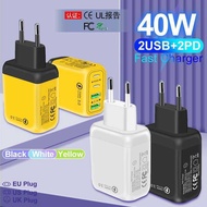 40W USB C Multi-Port Mobile Phone Charger 3.0 European American British Standard Plug Wall Charger