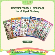 Poster Anak Timbul Belajar Aneka Binatang dan Huruf Abjad Alphabet