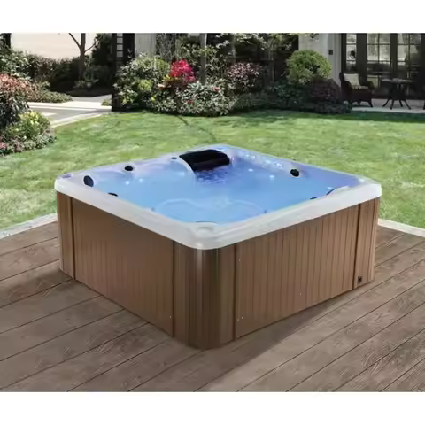 White Acrylic Modern Outdoor Spa Rectangle Computer Controlled Balboa Massage Bathtub 5 Person Swim 