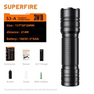 SUPERFIRE Portable Torch light Type-C Rechargeable Household Outdoor Long-Range Spotlight Super Brig