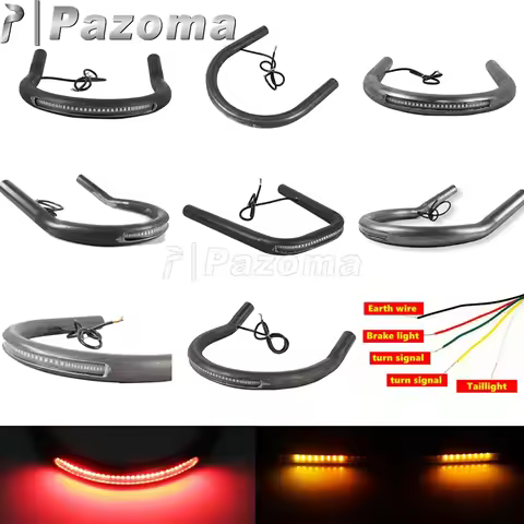 Motorbike 22mm 7/8" Tube Seat Loop Rear Frame Hoop with LED Brake Turn Tail Light Cafe Racer for Hon