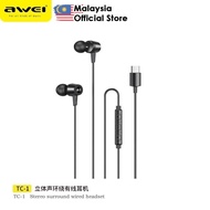 Awei TC-1 Wired Earphone Stereo Surround Sound 1.2M Length Wired Earphone In-Ear Type-C Headphone Aw