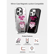CASECASE X Little Miss Hug Magnetic suction Black&Sliver Mirror iPhone Case IPhone 16 15 14 13 12 Pr