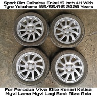 Sport Rim Ori Daihatsu 15 Inch 4H With Tyre Tayar Tire Yokohama 165/55/R15 Perodua Kelisa Kenari Axia Myvi Viva Alza