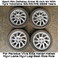 Sport Rim Ori Daihatsu 15 Inch 4H With Tyre Tayar Tire Yokohama 165/55/R15 Perodua Kelisa Kenari Axi